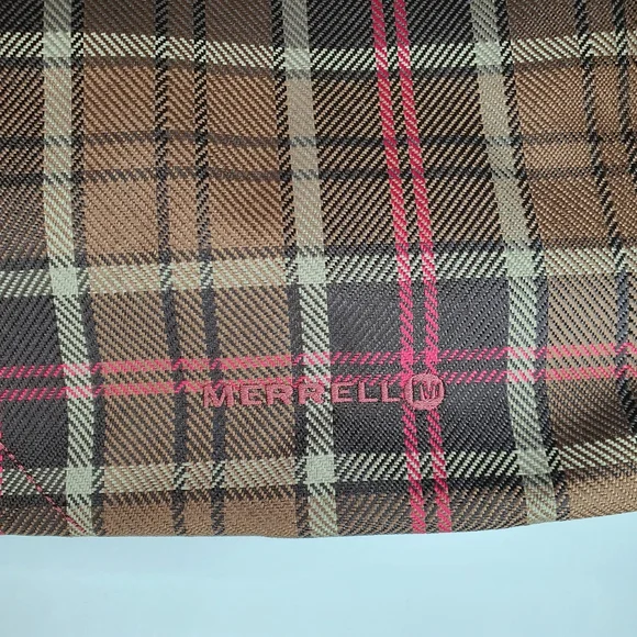 Merrell Large Tote Bag Plaid Brown Reversible tote bag NWT - Picture 4 of 11